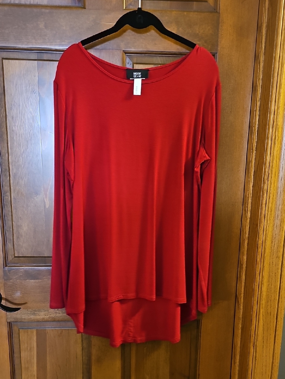 Red Long-Sleeve Women's Top